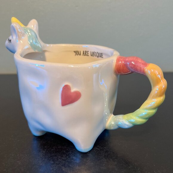 Tag UNICORN Pearl Iridescent YOU ARE UNIQUE Ceramic Cup / Mug / Planter - Picture 3 of 13